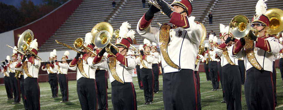 A photo of the UMass Minuteman Marching Band.